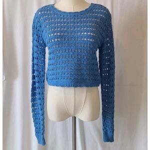 Free People Beach Women's Blue Crochet Open Back Pullover Sweater Small